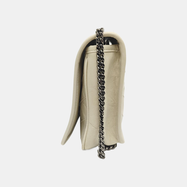 NIKI Mini Chevron Calfskin White