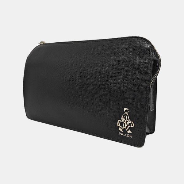 Saffiano Calfskin Clutch Black