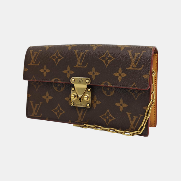 S LOCK Monogram Coated Canvas Brown