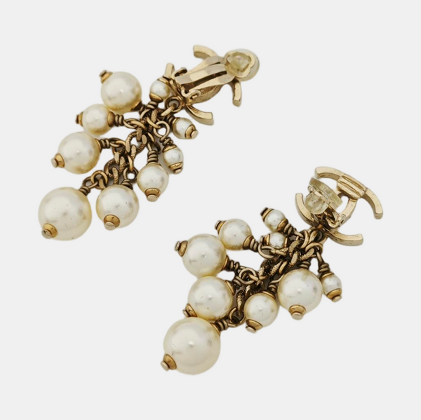 CC Logo Metal Gold Clip On Earrings