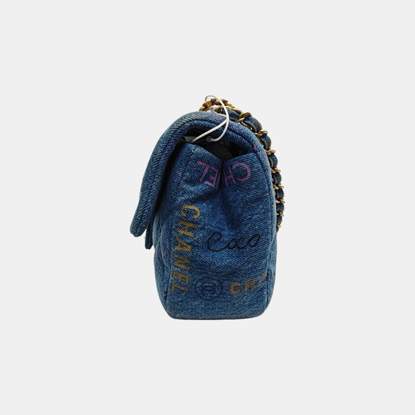 CLASSIC FLAP Mini Quilted Denim Blue