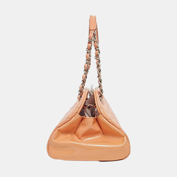 Authenticated pre-owned JUST MADEMOISELLE Quilted Patent Leather Pink - Top Handle Bag at Looply
