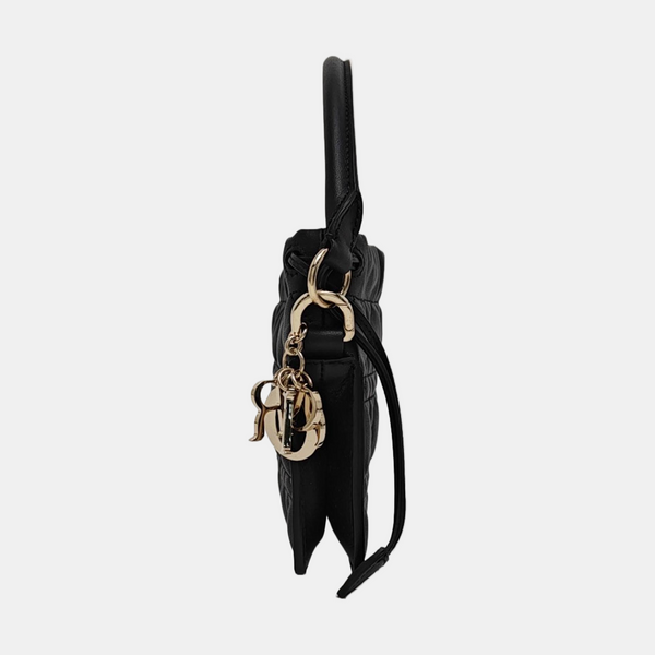 Cannage Lambskin Shoulder Bag Black