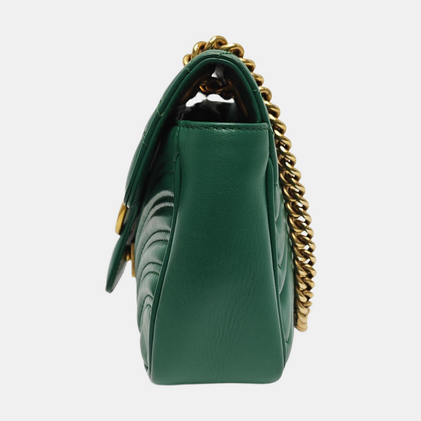 Authenticated pre-owned GG Marmont Medium Quilted Calfskin Green - Shoulder Bag at Looply