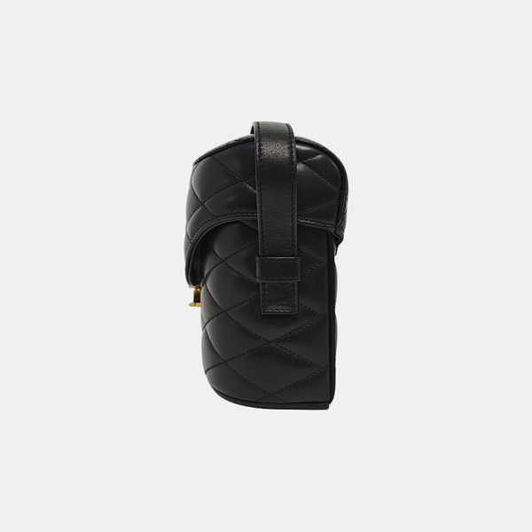 Quilted Lambskin Shoulder Bag Black