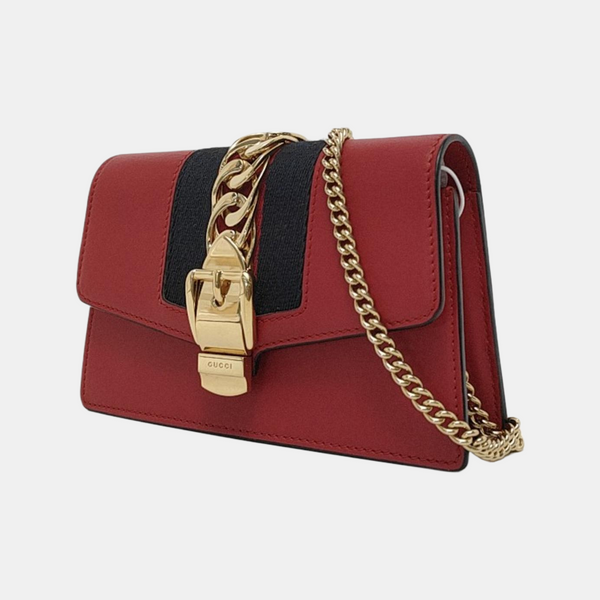 Authenticated pre-owned Sylvie Super Mini Calfskin Red - Shoulder Bag at Looply
