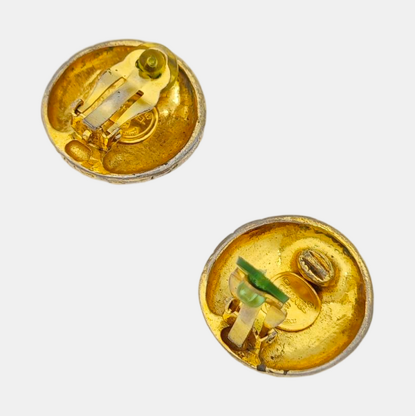 Vintage Metal Gold Clip On Earrings