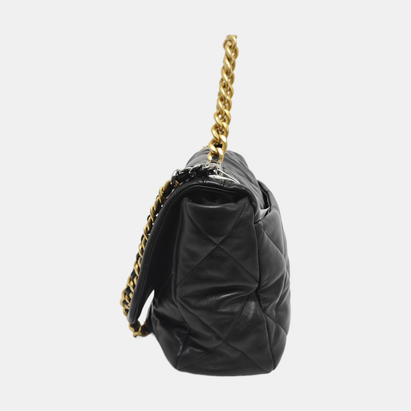 CHANEL 19 Maxi Quilted Calfskin Black