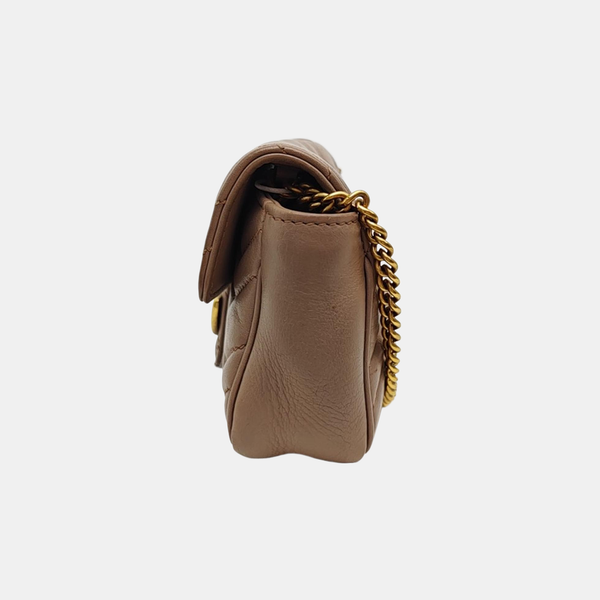 GG Marmont Mini Quilted Calfskin Beige