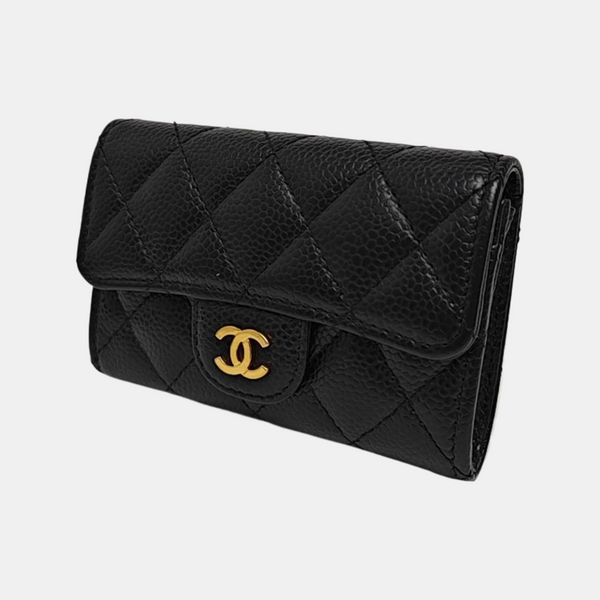 CLASSIC FLAP Quilted Grained Calfskin Black Wallet
