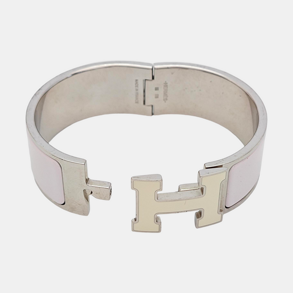 Brazalete Clic Clac H de metal plateado