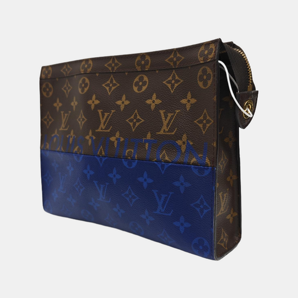 Pochette Voyag MM Monogram Coated Canvas Blue