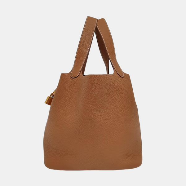 Authenticated pre-owned Picotin Lock 22 Clemence Brown - Bucket Bag at Looply
