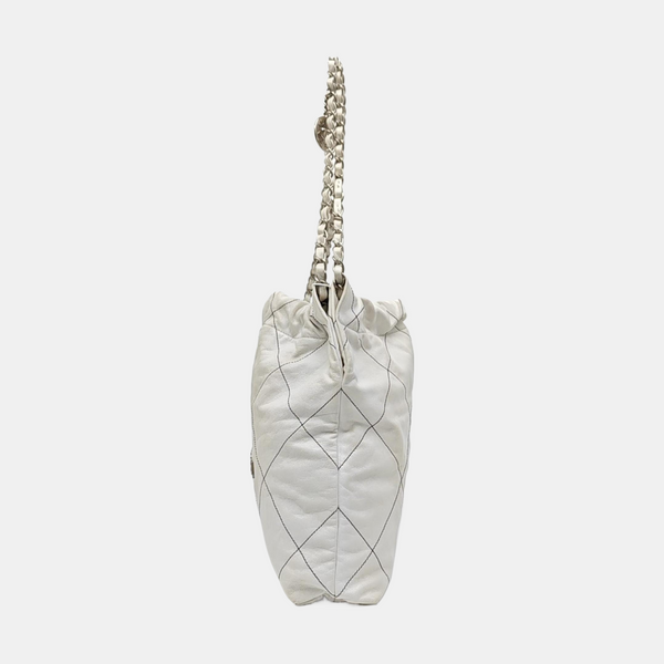 CHANEL 22 Small Quilted Calfskin White