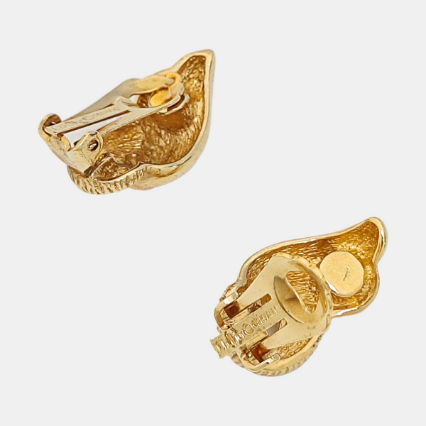 Twist Round Metal Gold Clip On Earrings