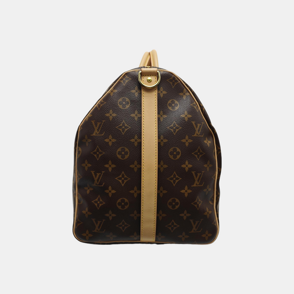 KEEPALL 55 Monogram Coated Canvas Brown