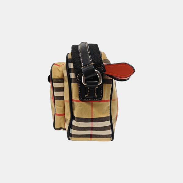 Bolso de hombro de lona pequeño beige