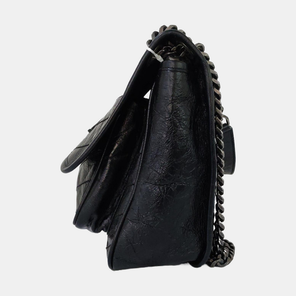 NIKI Medium Chevron Calfskin Black