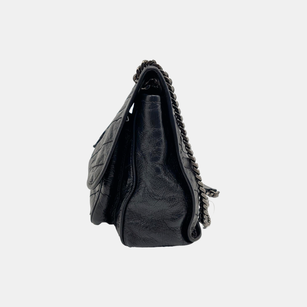 NIKI Medium Chevron Calfskin Black