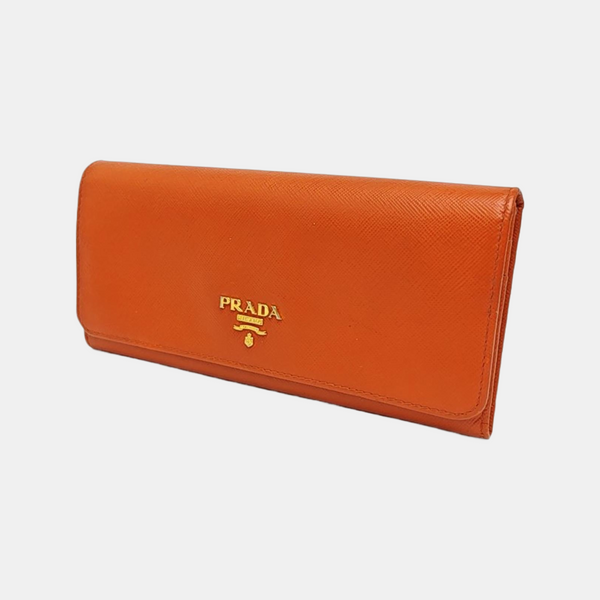 Fold Wallet Saffiano Calfskin Orange Wallet