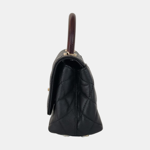 COCO HANDLE Mini Quilted Grained Calfskin Black