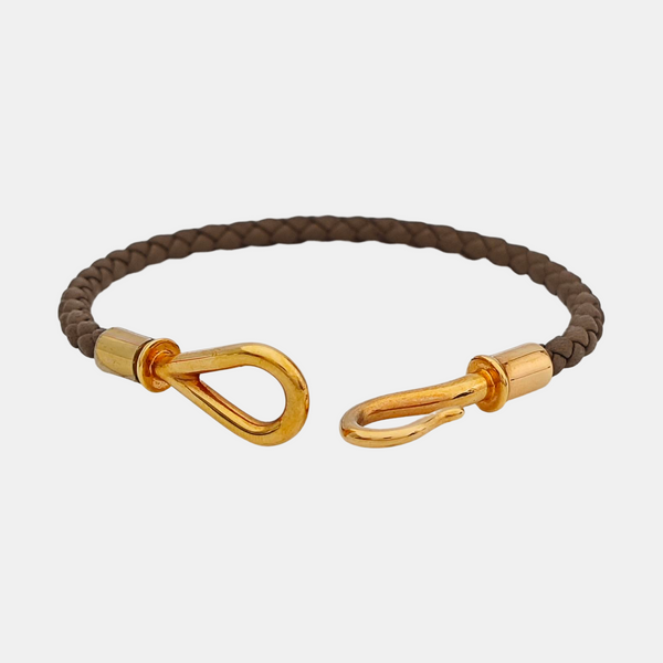Jumbo Hook Leather Gray Bangle