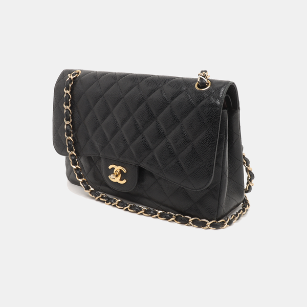 CLASSIC FLAP Jumbo Quilted Grained Calfskin Black