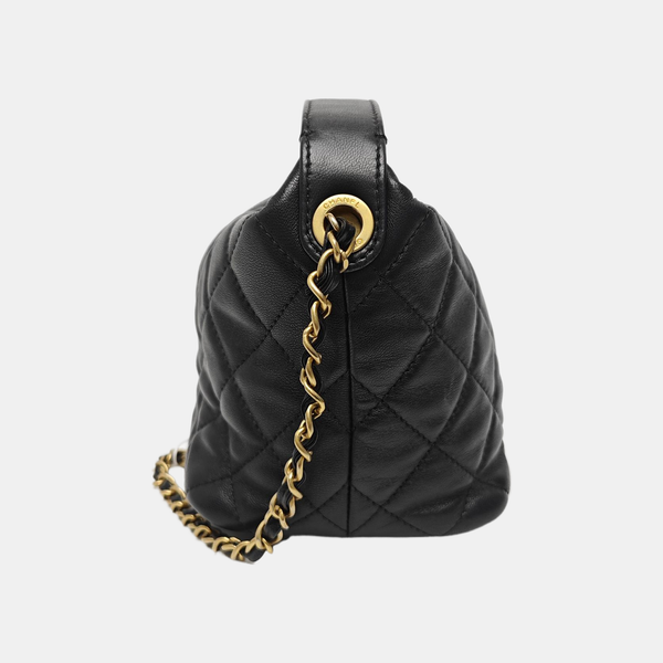 Quilted Lambskin Shoulder Bag Black