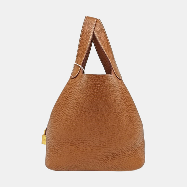 Authenticated pre-owned Picotin Lock 18 Clemence Brown - Bucket Bag at Looply