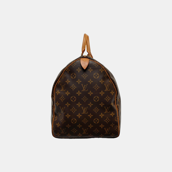 KEEPALL 55 Monogram Coated Canvas Brown