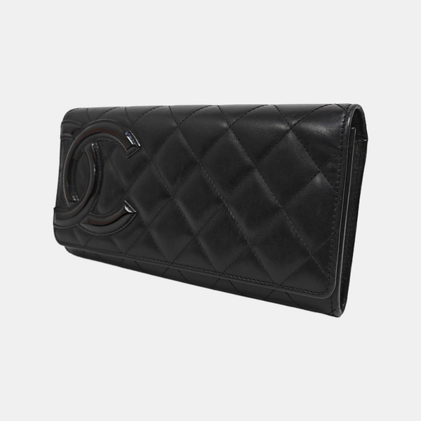 CAMBON Medium Quilted Calfskin Black Wallet