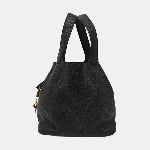 Authenticated pre-owned Picotin Lock 22 Clemence Black - Bucket Bag at Looply