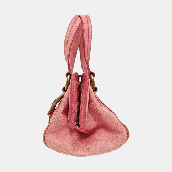 Leather Top Handle Bag Pink