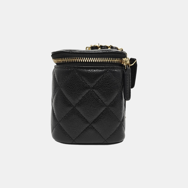 VANITY CASE Small Quilted Grained Calfskin Black