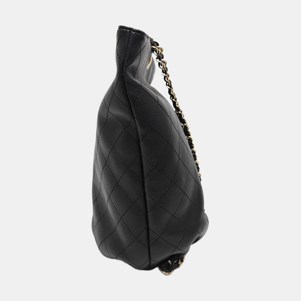 Quilted Calfskin Bucket Bag Black