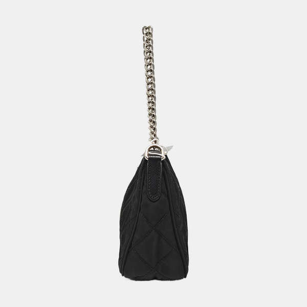 Quilted Nylon Shoulder Bag Black