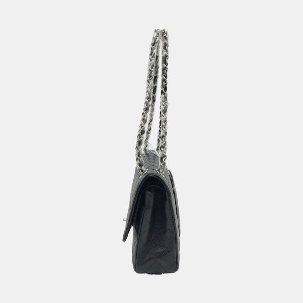 CLASSIC FLAP Medium Quilted Grained Calfskin Black