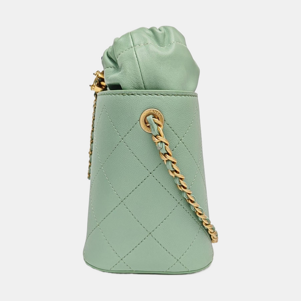 DRAWSTRING Quilted Lambskin Green