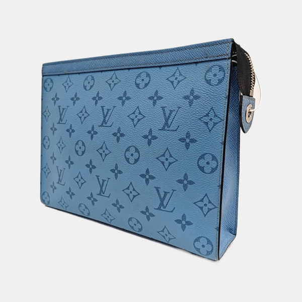Pochette Voyag MM Monogram Coated Canvas Blue