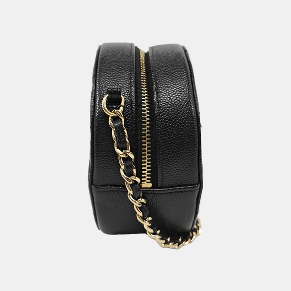 ROUND Quilted Grained Calfskin Black