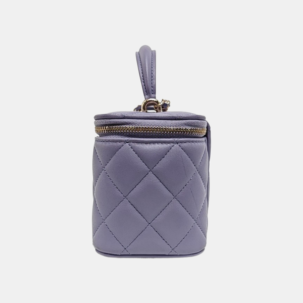 ESTUCHE DE TOCADOR Piel de cordero acolchada Morado