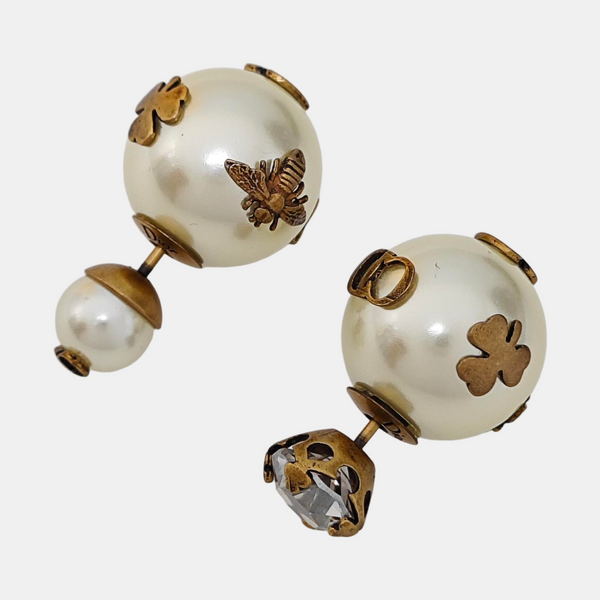 Dior Tribales Metal White Stud Earrings