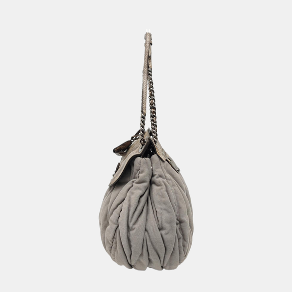 Quilted Fabric Shoulder Bag Gray