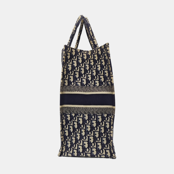 Book Tote Large Oblique Canvas Blue