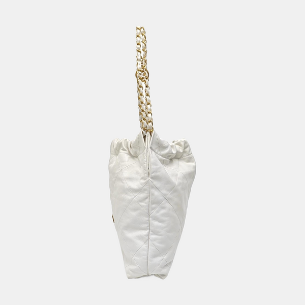 CHANEL 22 Small Quilted Calfskin White