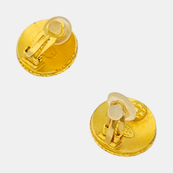 Vintage Metal Gold Clip On Earrings