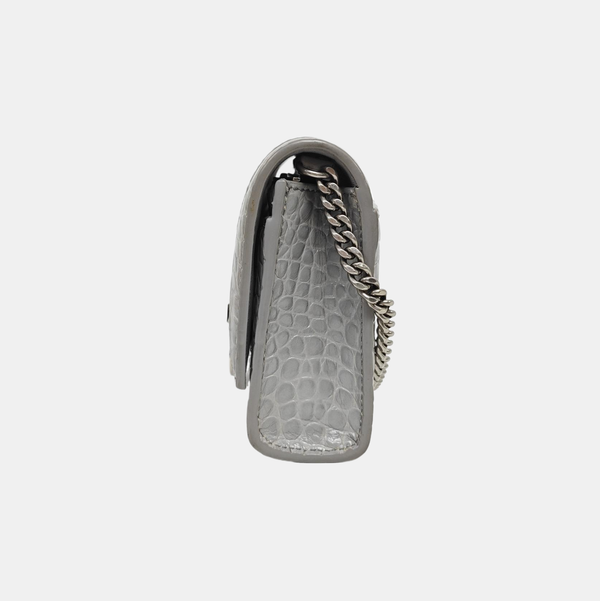 Hourglass Wallet On Chain Mini Calfskin Gray