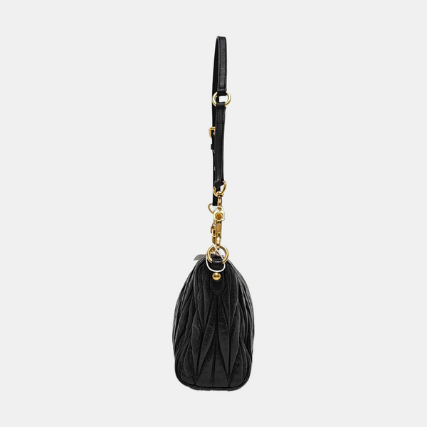Quilted Lambskin Shoulder Bag Black