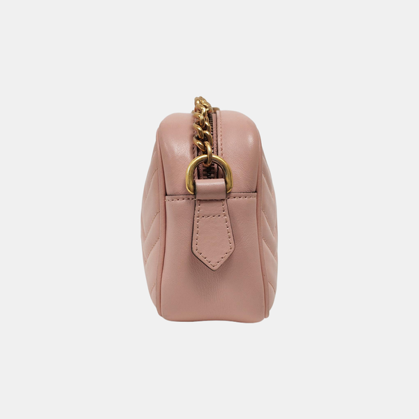 Authenticated pre-owned GG Marmont Mini Quilted Calfskin Pink - Crossbody Bag at Looply