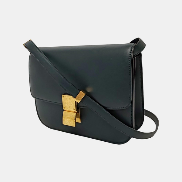 Authenticated pre-owned CLASSIC BOX Medium Calfskin Green - Shoulder Bag at Looply